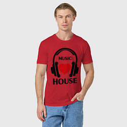 Футболка хлопковая мужская House Music is Love, цвет: красный — фото 2