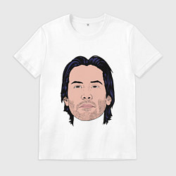 Футболка хлопковая мужская Кеану Ривз, цвет: белый