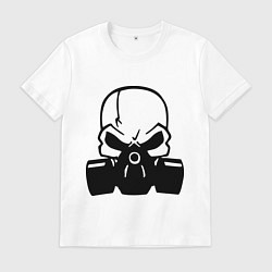 Футболка хлопковая мужская Череп в противогазе, цвет: белый