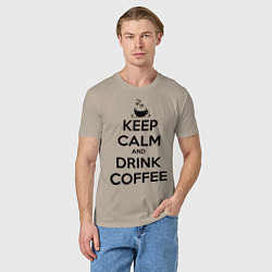 Футболка хлопковая мужская Keep Calm & Drink Coffee, цвет: миндальный — фото 2