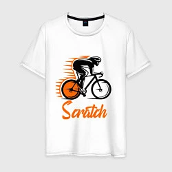 Футболка хлопковая мужская Cycling scratch race, цвет: белый