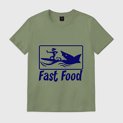 Футболка хлопковая мужская Shark fast food, цвет: авокадо