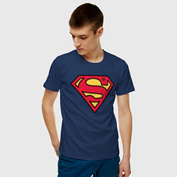 Футболка хлопковая мужская Superman logo, цвет: тёмно-синий — фото 2