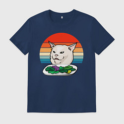 Футболка хлопковая мужская Woman yelling at a cat, цвет: тёмно-синий