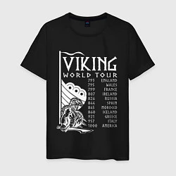 Футболка хлопковая мужская Viking world tour, цвет: черный
