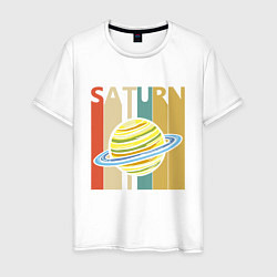 Футболка хлопковая мужская Сатурн, цвет: белый