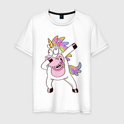 Футболка хлопковая мужская Dabbing Unicorn, цвет: белый