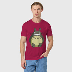 Футболка хлопковая мужская Тоторо, цвет: маджента — фото 2