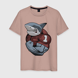 Футболка хлопковая мужская Shark, цвет: пыльно-розовый
