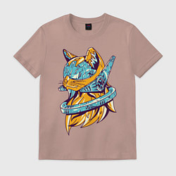 Футболка хлопковая мужская Техно Кот, цвет: пыльно-розовый