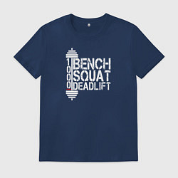 Футболка хлопковая мужская Bench, squat, deadlift, цвет: тёмно-синий