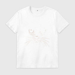 Футболка хлопковая мужская Кошка, цвет: белый