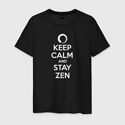 Футболка хлопковая мужская Keep calm & stay Zen, цвет: черный