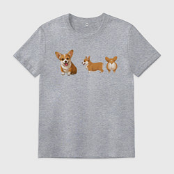 Футболка хлопковая мужская Корги, цвет: меланж