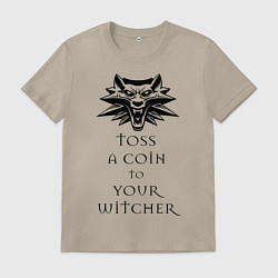 Футболка хлопковая мужская Toss a coin to your witcher, цвет: миндальный