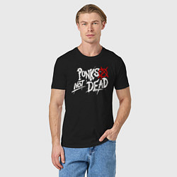 Футболка хлопковая мужская Punks not dead, цвет: черный — фото 2