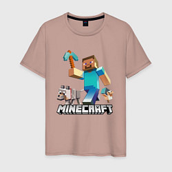 Футболка хлопковая мужская MINECRAFT, цвет: пыльно-розовый