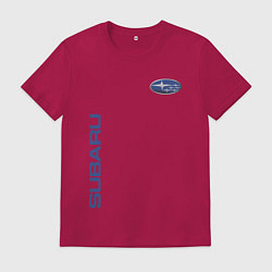 Футболка хлопковая мужская SUBARU, цвет: маджента