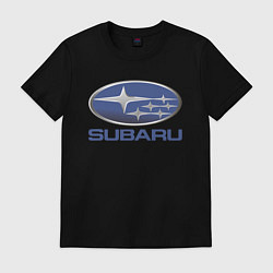 Футболка хлопковая мужская SUBARU, цвет: черный