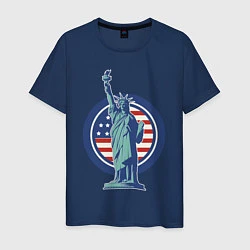Футболка хлопковая мужская Usa Liberty Statue, цвет: тёмно-синий