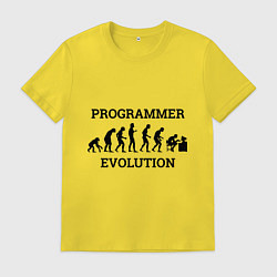 Футболка хлопковая мужская Эволюция программиста, цвет: желтый