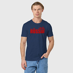 Футболка хлопковая мужская Russia, цвет: тёмно-синий — фото 2