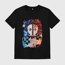 Футболка хлопковая мужская KIMETSU NO YAIBA, цвет: черный