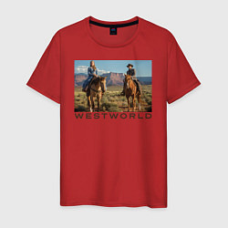 Футболка хлопковая мужская Westworld Landscape цвета красный — фото 1