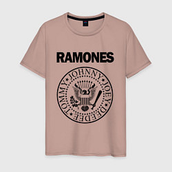 Футболка хлопковая мужская RAMONES, цвет: пыльно-розовый