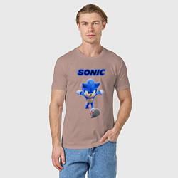 Футболка хлопковая мужская SONIC, цвет: пыльно-розовый — фото 2