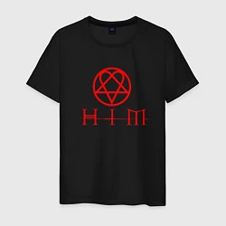 Футболка хлопковая мужская HIM LOGO RED, цвет: черный