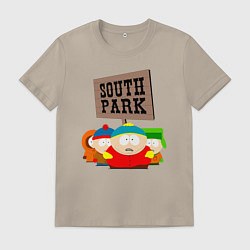 Футболка хлопковая мужская ЮЖНЫЙ ПАРК, цвет: миндальный