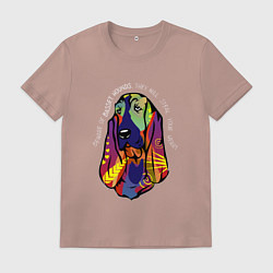 Футболка хлопковая мужская Берегись бассет хаундов!, цвет: пыльно-розовый