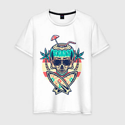 Футболка хлопковая мужская Skull Summer, цвет: белый