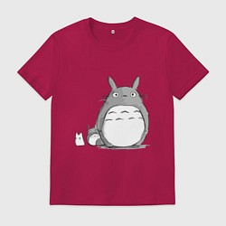 Футболка хлопковая мужская Тоторо, цвет: маджента