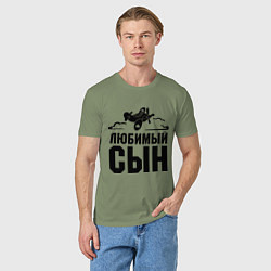 Футболка хлопковая мужская Любимый сын-авиатор, цвет: авокадо — фото 2