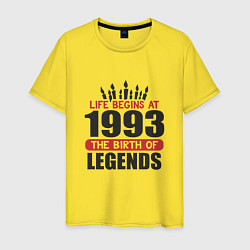 Футболка хлопковая мужская 1993 - рождение легенды, цвет: желтый