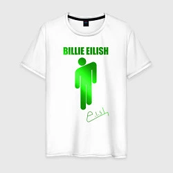 Футболка хлопковая мужская Billie Eilish автограф, цвет: белый