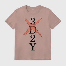 Футболка хлопковая мужская 3D 2Y, цвет: пыльно-розовый