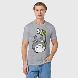 Футболка хлопковая мужская Totoro и бабочка, цвет: меланж — фото 2