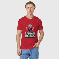 Футболка хлопковая мужская Roblox Captain Block Роблокс, цвет: красный — фото 2