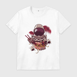 Футболка хлопковая мужская Astronaut Ramen, цвет: белый