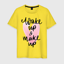 Футболка хлопковая мужская Wake up & Make up, цвет: желтый