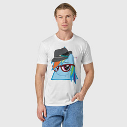 Футболка хлопковая мужская Rainbow Dash hipster, цвет: белый — фото 2