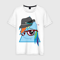 Футболка хлопковая мужская Rainbow Dash hipster, цвет: белый