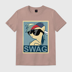 Футболка хлопковая мужская Rainbow Dash swag, цвет: пыльно-розовый