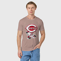 Футболка хлопковая мужская Cincinnati reds - baseball team - talisman, цвет: пыльно-розовый — фото 2