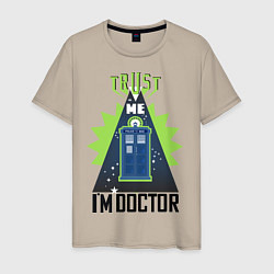 Футболка хлопковая мужская Trust me, i'm doctor who, цвет: миндальный