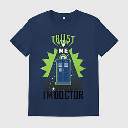 Футболка хлопковая мужская Trust me, i'm doctor who, цвет: тёмно-синий