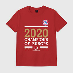 Футболка хлопковая мужская FC Bayern Munchen Champions of Europe 2020, цвет: красный